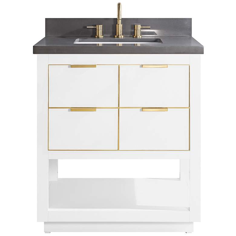 Allie 31&quot; Wide White with Gray Quartz Single Sink Vanity more views