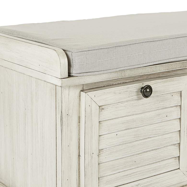 Dover White Wash Wood Storage Bench more views