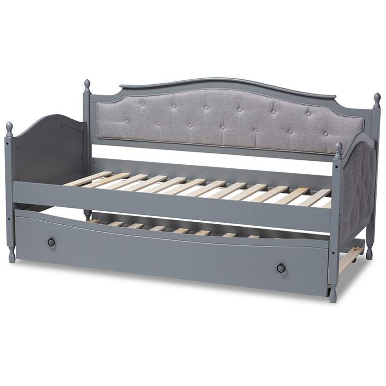 Baxton Studio Marlie Gray Twin Daybed with Roll-Out Trundle more views