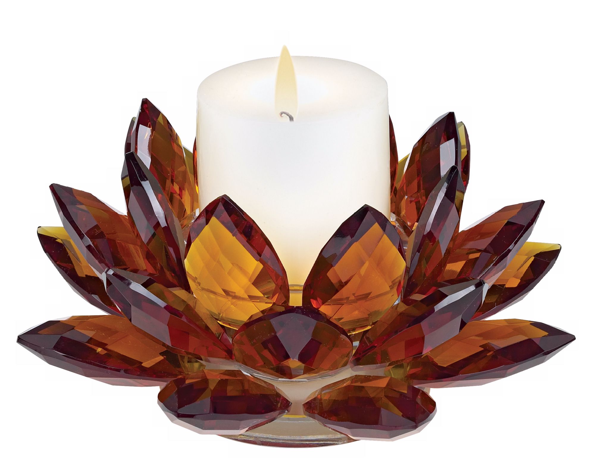 Amber Glass 9 1/4" Wide Crystal Lotus Candle Holder 75K72 Lamps Plus