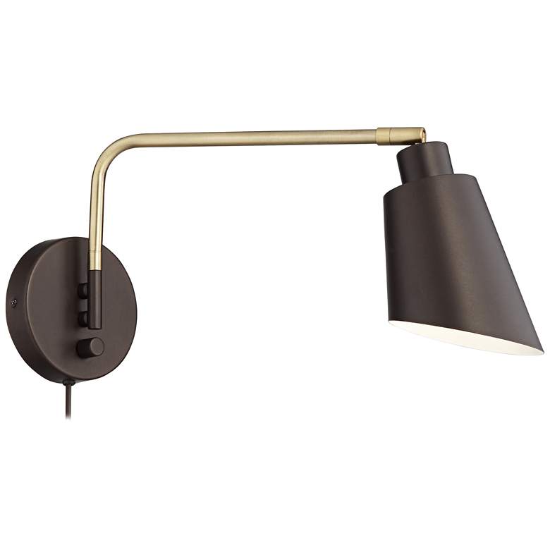 Nanaimo Bronze and Antique Brass Plug-In Swing Arm Wall Lamp more views