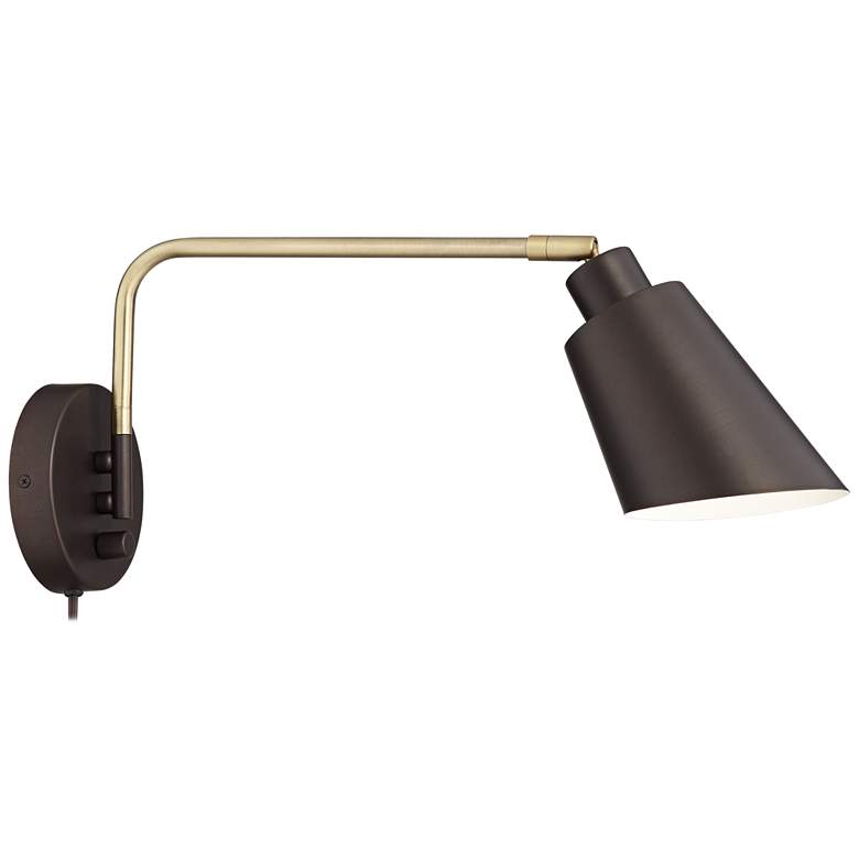 Nanaimo Bronze and Antique Brass Plug-In Swing Arm Wall Lamp more views