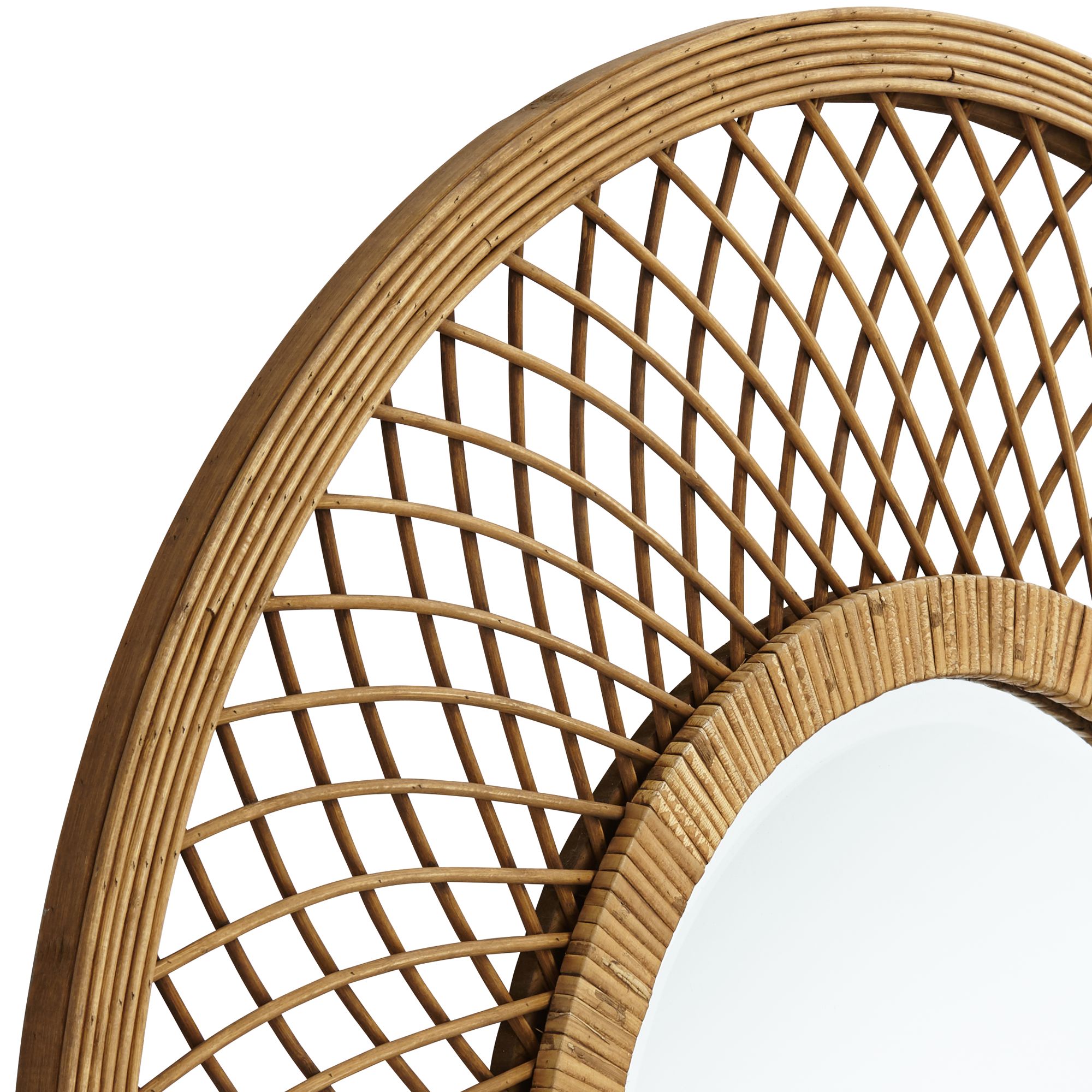 Baja Del Sur Dark Rattan 36" Round Wall Mirror 76H04 Lamps Plus