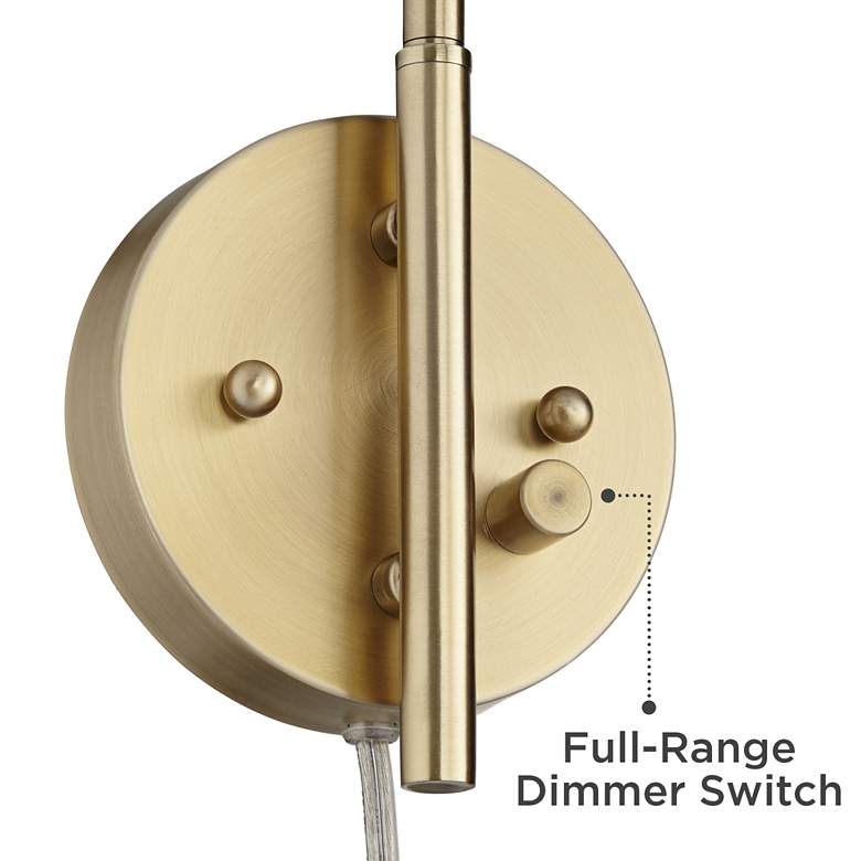 Colborne Brass and Black Adjustable Swing Arm Plug-In Wall Lamp more views