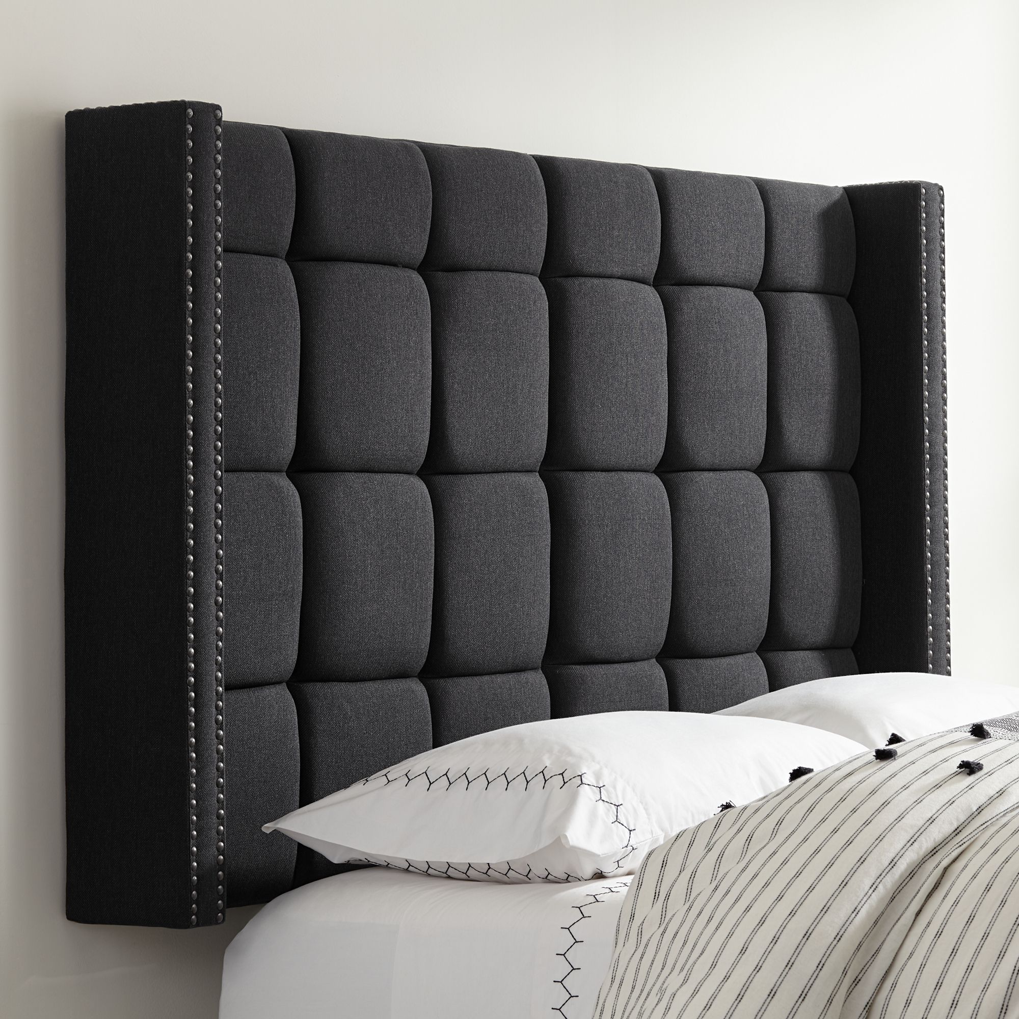 Dylan Charcoal Gray Tufted Queen Headboard 76P05 Lamps Plus