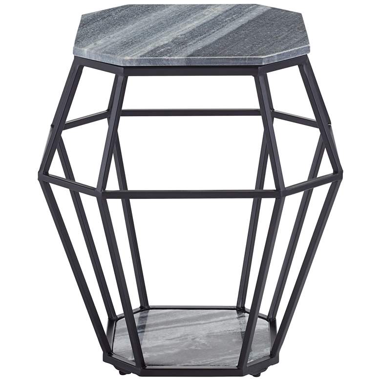 Image 6 Tocca 20 1/4" Wide Octagonal Black Marble Accent Table more views