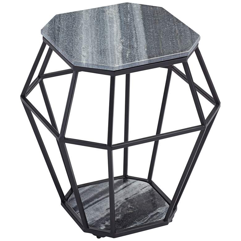 Image 7 Tocca 20 1/4" Wide Octagonal Black Marble Accent Table more views