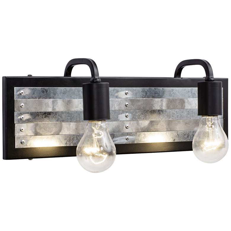 Abbey Rose 6&quot; High Black and Galvanized Steel 2-Light Wall Sconce more views