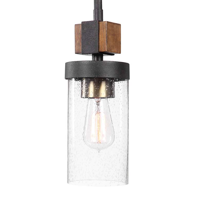 Image 3 Atwood 4 1/2"W Weathered Bronze and Brown Mini Pendant Light more views