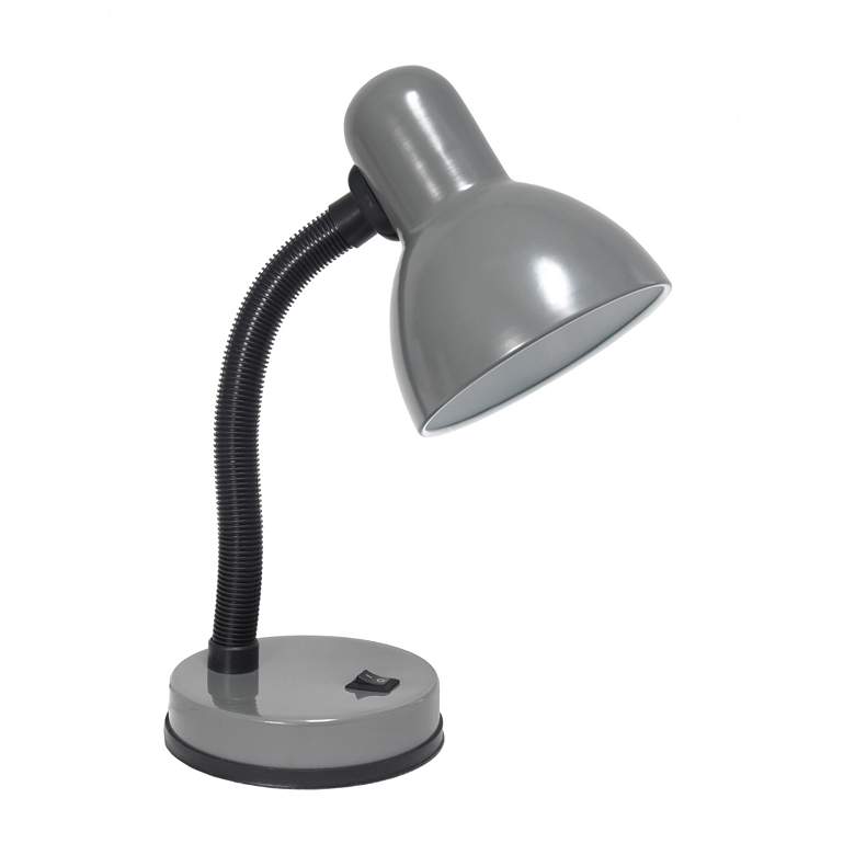 Image 3 Simple Designs Basic Gray Hose Neck Metal Desk Lamp more views