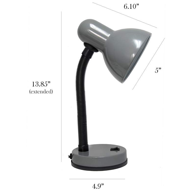 Image 4 Simple Designs Basic Gray Hose Neck Metal Desk Lamp more views