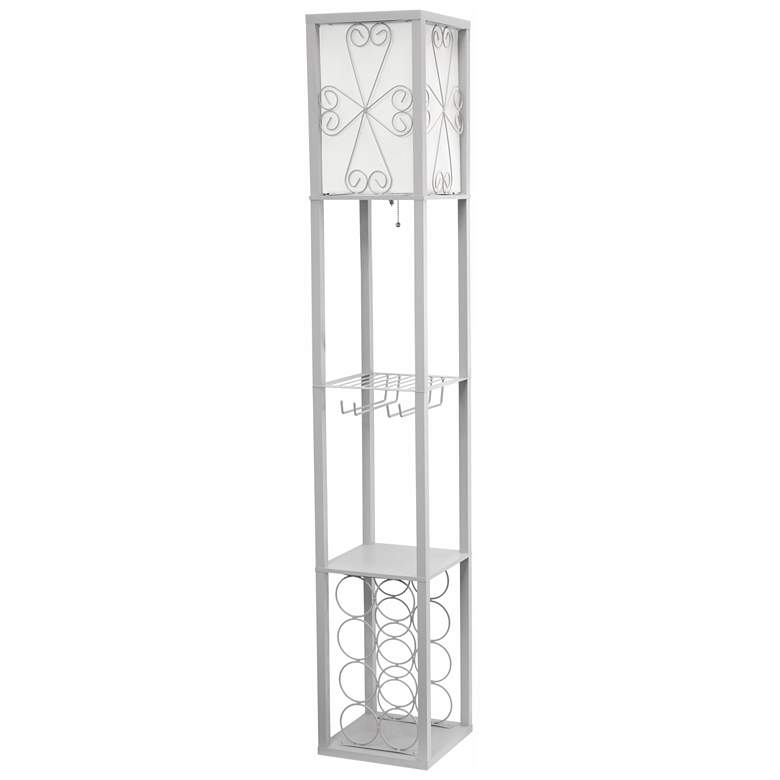 Image 3 Simple Designs Gray Etagere Floor Lamp w/ Storage and Shelf more views
