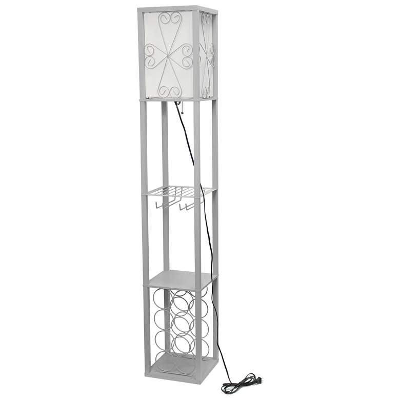 Image 4 Simple Designs Gray Etagere Floor Lamp w/ Storage and Shelf more views