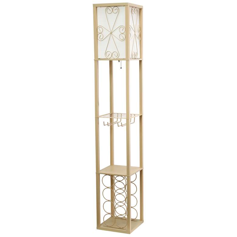 Image 3 Simple Designs Tan Etagere Floor Lamp with Storage and Shelf more views