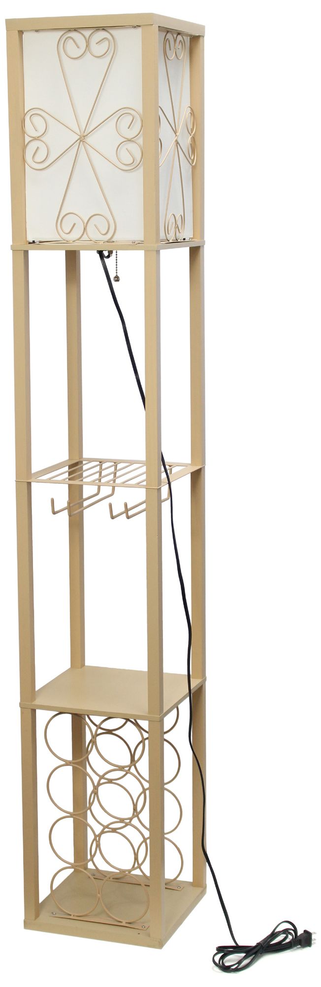 Simple Designs Tan Etagere Floor Lamp with Storage and ...