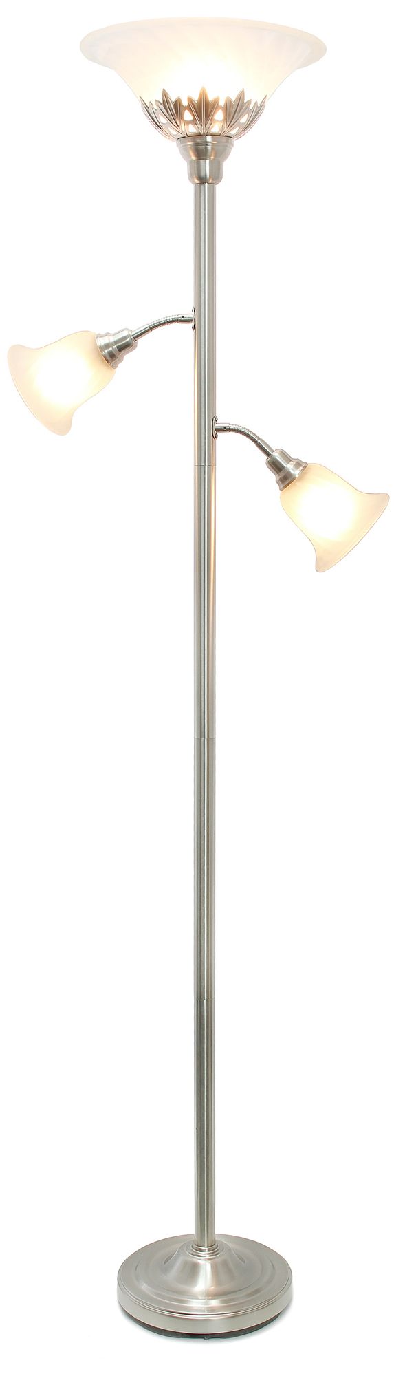 Elegant Designs Brushed Nickel 3Light Torchiere Floor Lamp 77G65