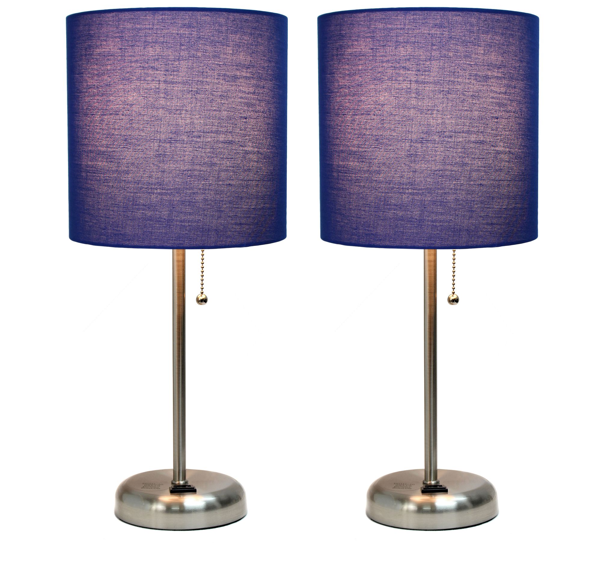 LimeLights 19 1/2"H Steel Navy Accent Table Lamps Set of 2 77G77