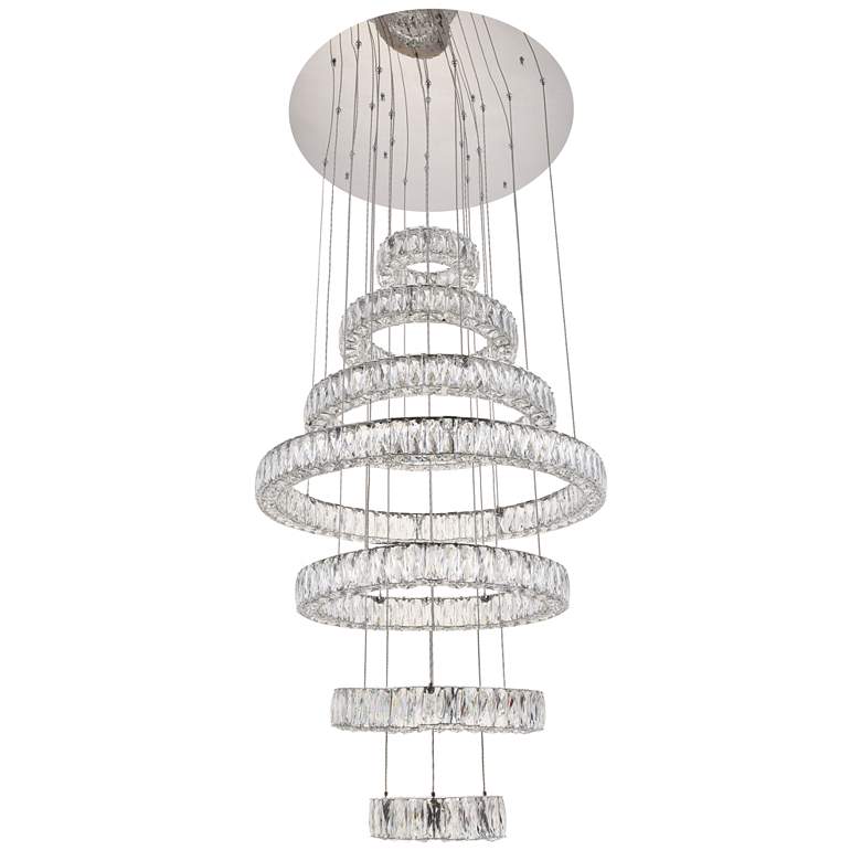 Monroe 33 1/2&quot; Wide Chrome and Crystal 7-Tier LED Chandelier more views