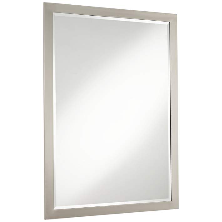 Possini Euro Metzeo 26 X 36 Brushed, Bathroom Mirrors Brushed Nickel Frame