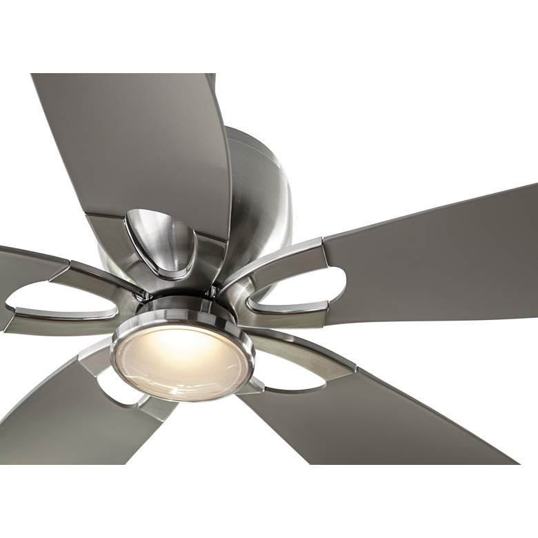 56&quot; Monte Carlo Lily Brushed Steel LED Ceiling Fan with Remote Control more views