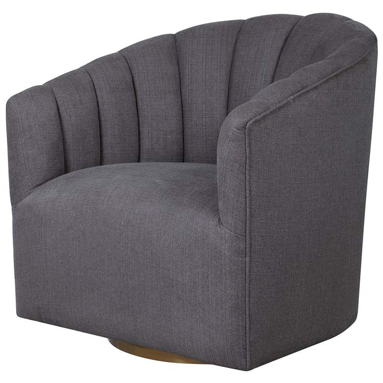 Image 3 Uttermost Cuthbert Light Charcoal Gray Tufted Swivel Chair more views
