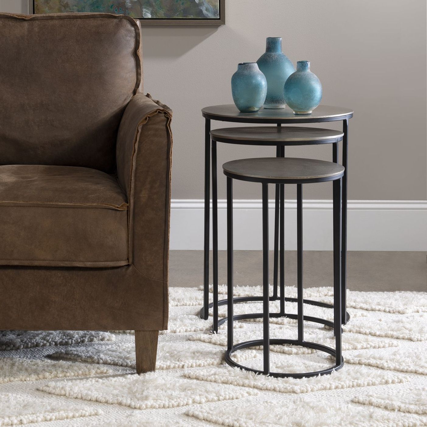 Uttermost Erik 17" Wide Aged Black Nesting Tables Set of 3 78D35