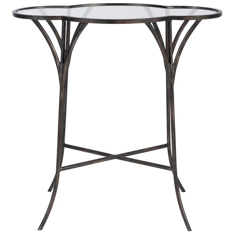 Uttermost Adhira 24&quot;W Aged Black and Glass Top Accent Table more views