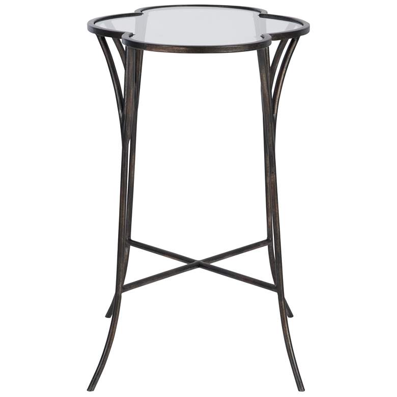 Uttermost Adhira 24&quot;W Aged Black and Glass Top Accent Table more views