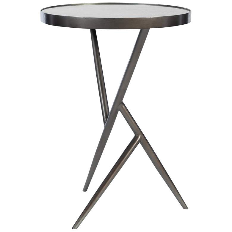 Uttermost Absalom 18&quot;W Gunmetal Accent Table with Mirror Top more views
