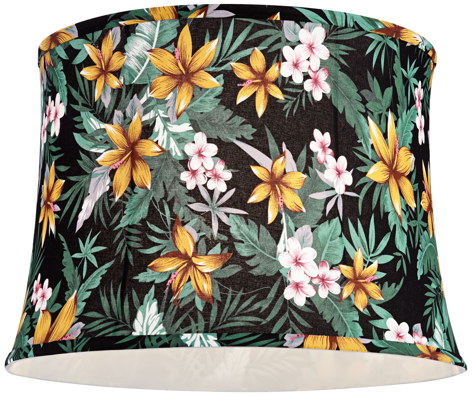 Hawaiian Flower Print Drum Lamp Shade 14x16x11.5 (Spider) 78D97