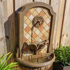 Armando 42 3/4&quot; High Mosaic Patio Wall Fountain with Light more views