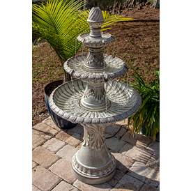 Kiera 46 1/2&quot; High Ivory 3-Tier Tradtional Ceramic Fountain more views