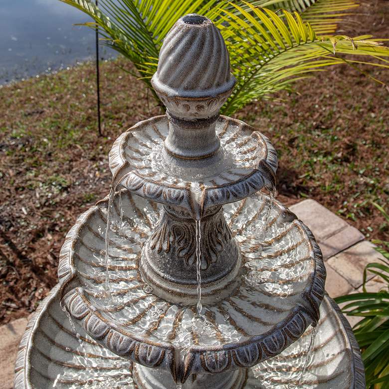 Image 4 Kiera 46 1/2" High Ivory 3-Tier Tradtional Ceramic Fountain more views