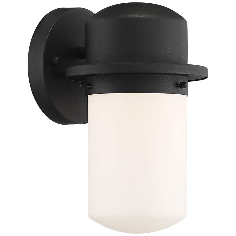 Mallow 9 1/4&quot; High Black Opal Glass LED Outdoor Wall Light more views