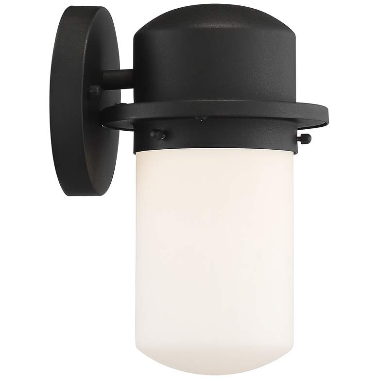 Mallow 9 1/4&quot; High Black Opal Glass LED Outdoor Wall Light more views
