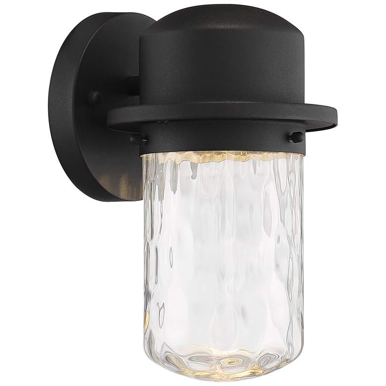 Mallow 9 1/4&quot; High Black Clear Glass LED Outdoor Wall Light more views