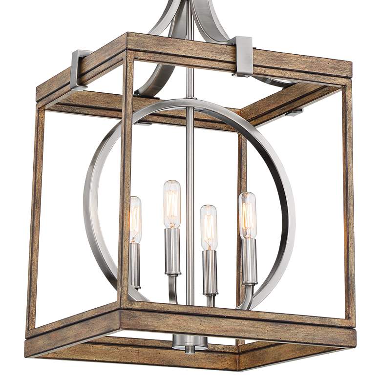 Country Estates 14 1/2&quot; Wide Wood and Nickel 4-Light Pendant more views