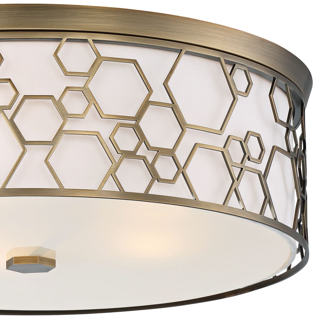Flush Mount 20"W Polished Satin Brass Drum LED Ceiling Light 78M30