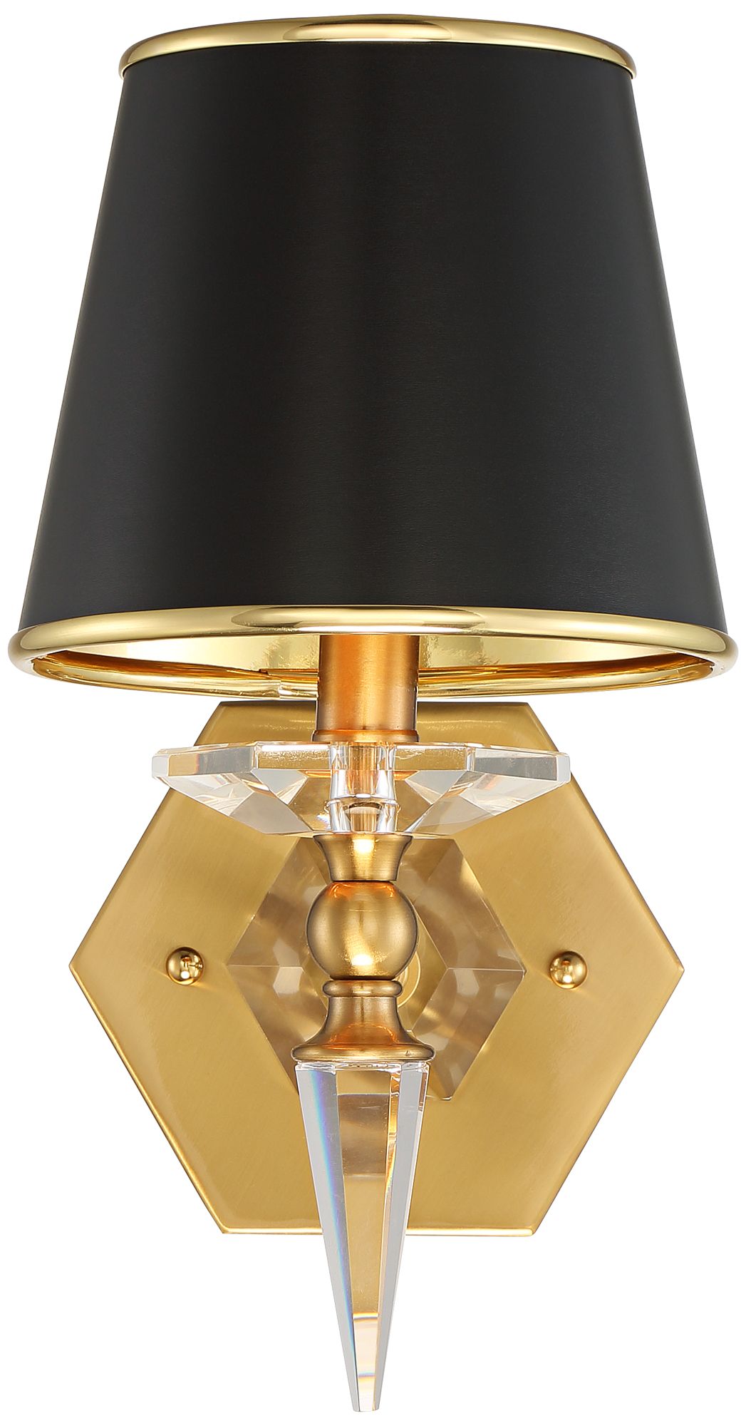Manhattan 13" High Black and Brass Crystal Wall Sconce 78N10 Lamps