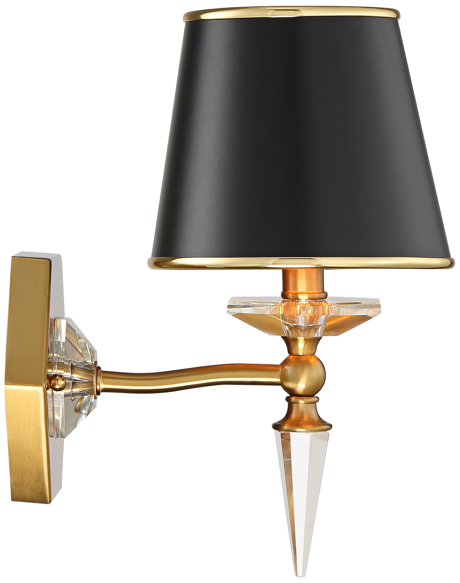 Manhattan 13" High Black and Brass Crystal Wall Sconce 78N10 Lamps