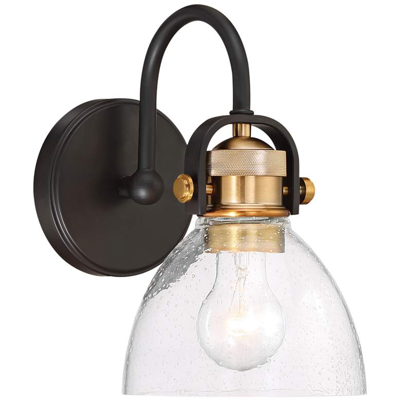 Monico 10 1/2&quot; High Bronze and Brass Wall Sconce more views