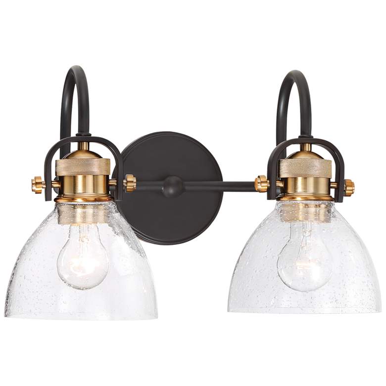 Image 3 Monico 10 1/2" High Bronze and Brass 2-Light Wall Sconce more views