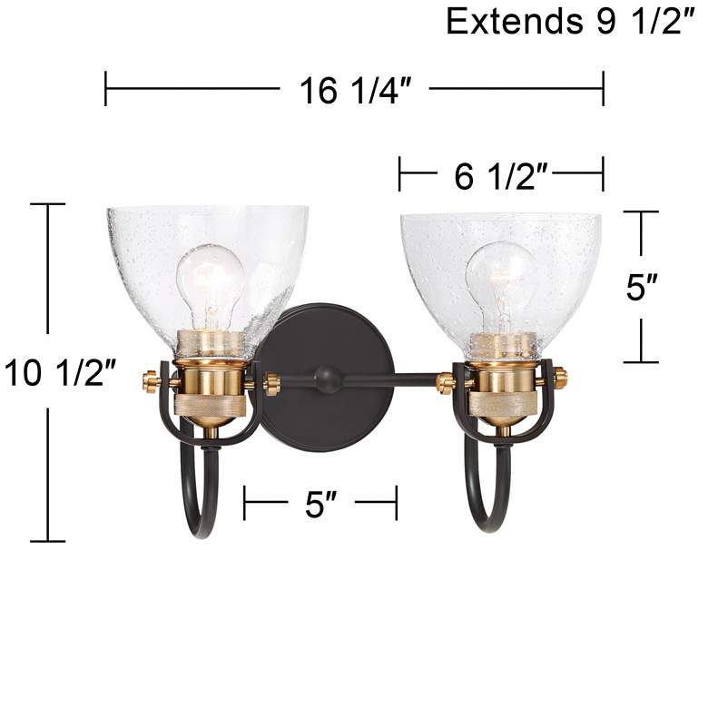 Image 4 Monico 10 1/2" High Bronze and Brass 2-Light Wall Sconce more views