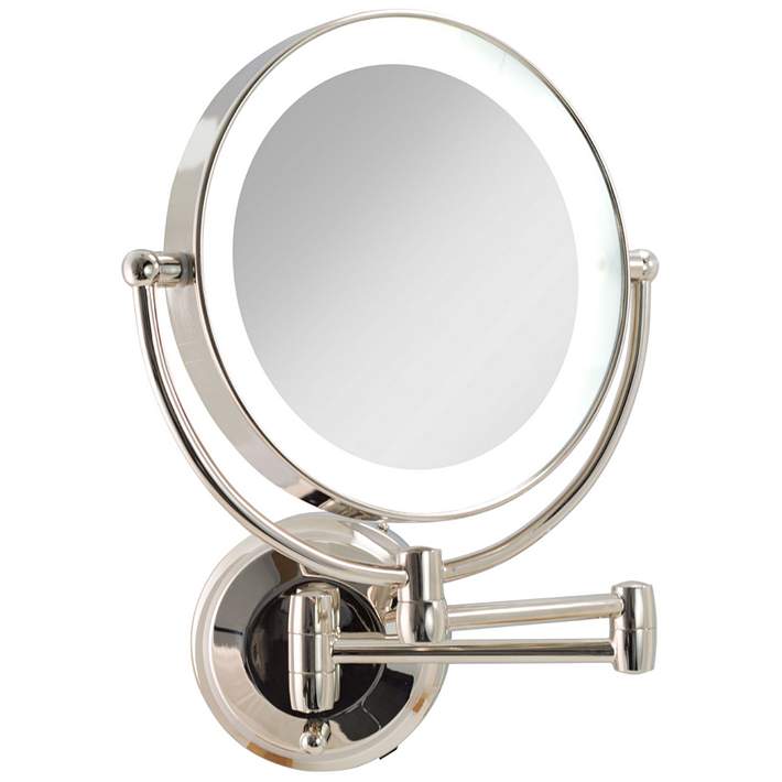 Next Generation Polished Nickel Led, Best Wall Mounted Lighted Magnifying Makeup Mirror
