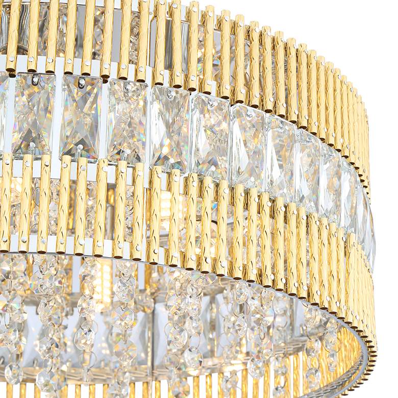 Image 3 Jonna 16"W French Gold and Crystal Drum LED Pendant Light more views
