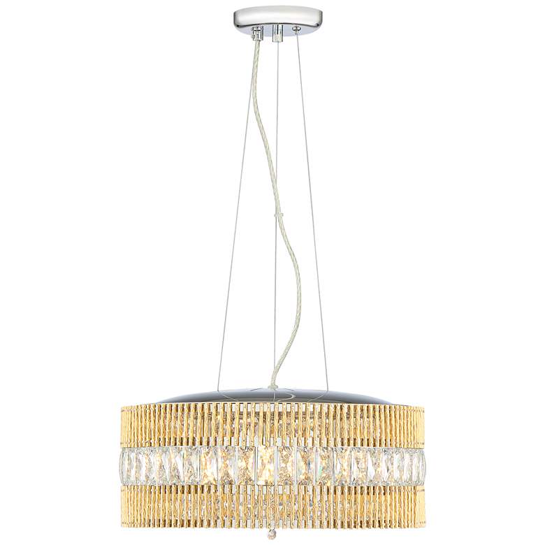 Image 5 Jonna 16"W French Gold and Crystal Drum LED Pendant Light more views