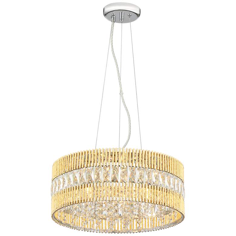 Image 6 Jonna 16"W French Gold and Crystal Drum LED Pendant Light more views
