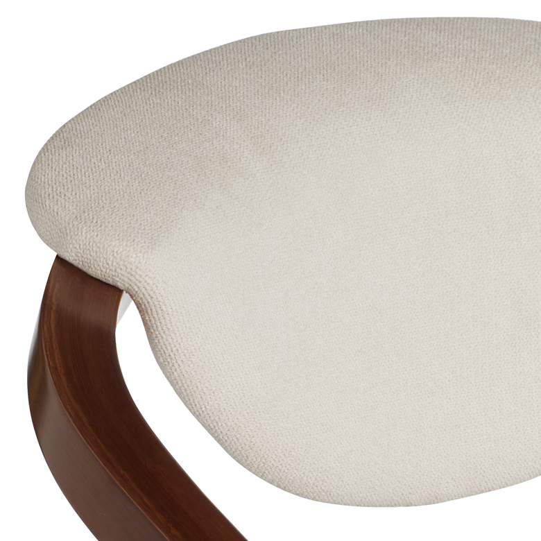 Rossa 26 1/2&quot; High Ivory Fabric and Walnut Modern Swivel Counter Stool more views