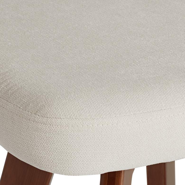Rossa 26 1/2&quot; High Ivory Fabric and Walnut Modern Swivel Counter Stool more views