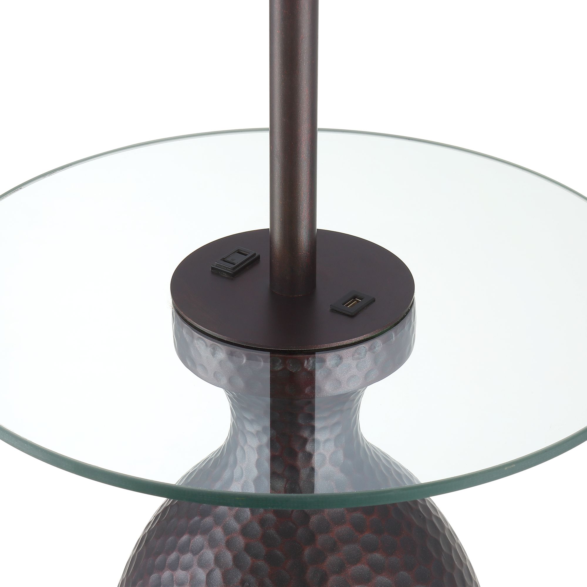 Fallon Bronze Tray Table Floor Lamp with USB Port and Outlet 78X28